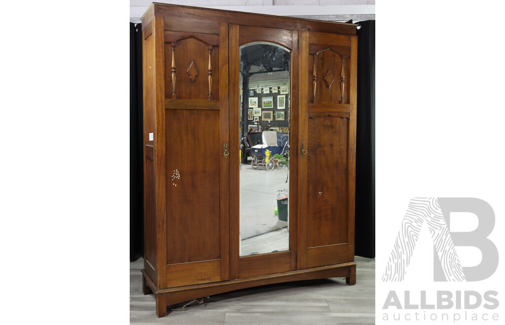 Art Deco Maple Three Door Robe