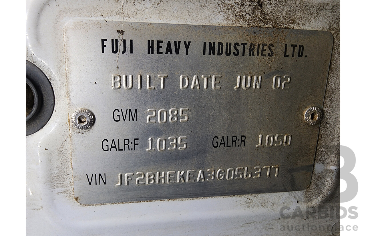 7/2002 Subaru Outback H6 MY02 4d Wagon White / Grey 3.0L