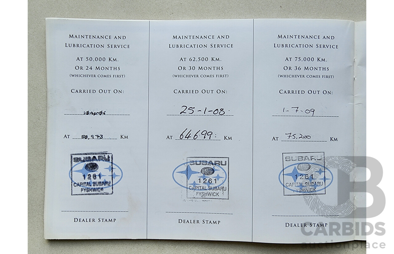 7/2002 Subaru Outback H6 MY02 4d Wagon White / Grey 3.0L