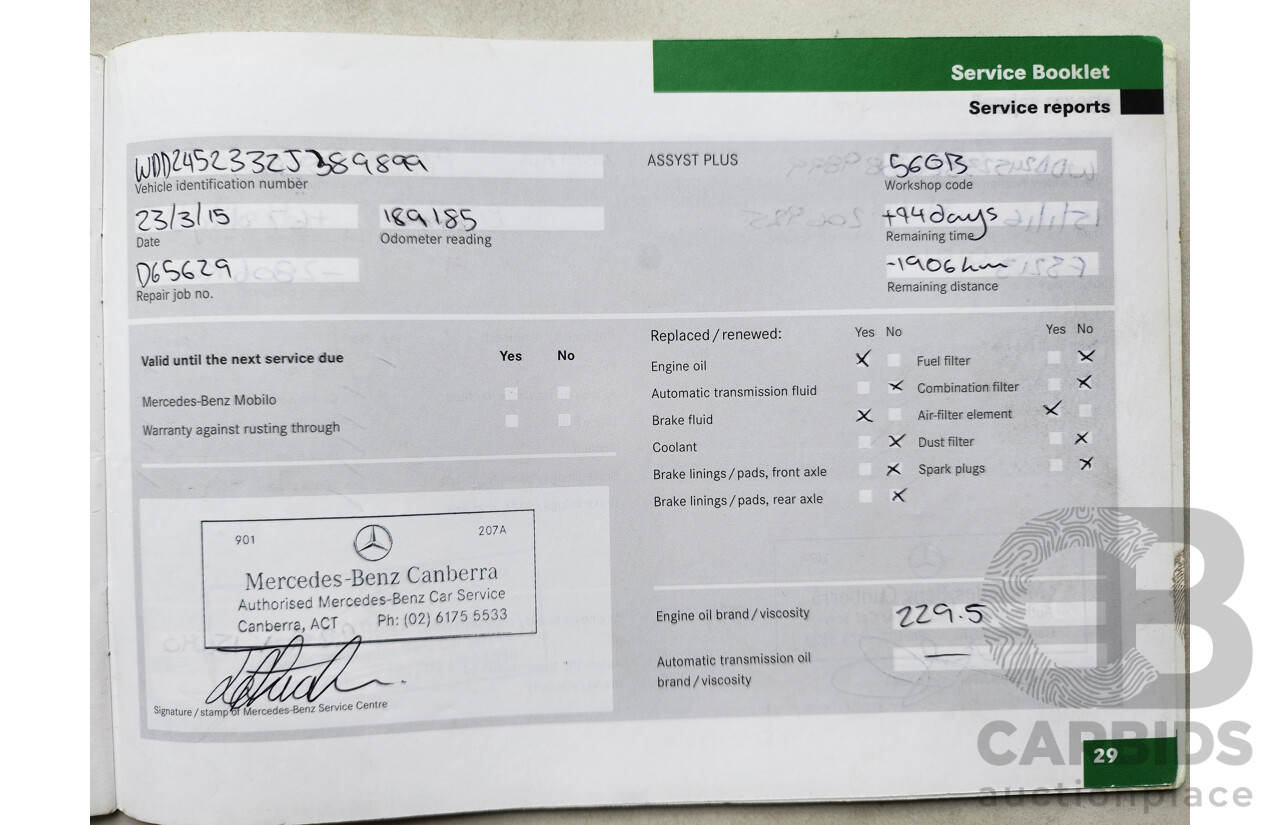 8/2008 Mercedes-Benz B200  245 07 UPGRADE 5d Hatchback Grey 2.0L