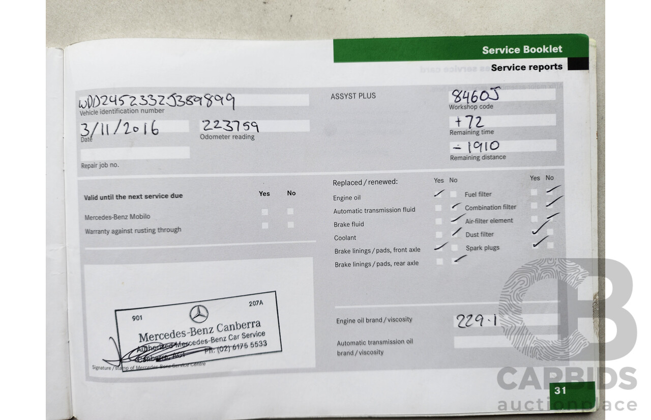 8/2008 Mercedes-Benz B200  245 07 UPGRADE 5d Hatchback Grey 2.0L