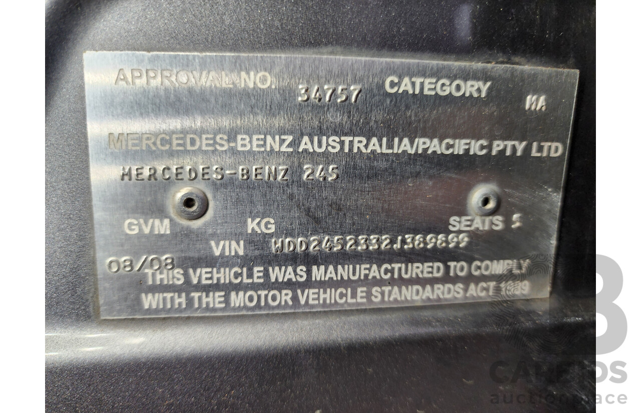 8/2008 Mercedes-Benz B200  245 07 UPGRADE 5d Hatchback Grey 2.0L