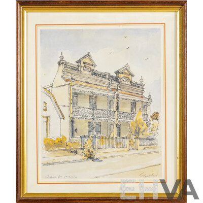 Robert Dick, (20th Century, Australian), Carlisle St, St Kilda & Windsor St, Paddington, Original Vintage Reproduction Prints After Original Watercolours, 39 x 33 cm (frames) (2)