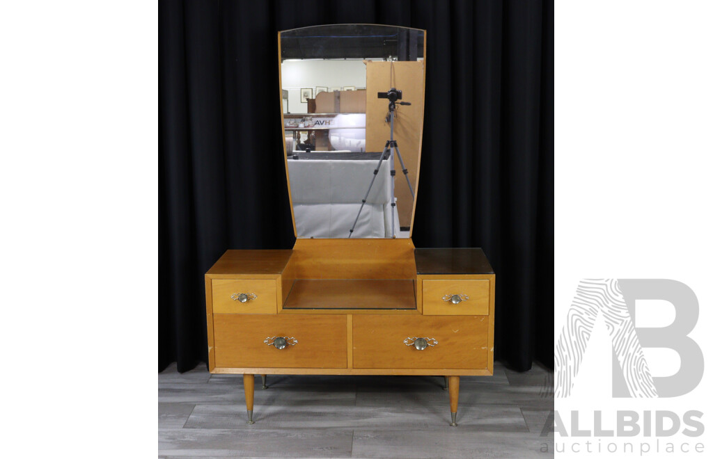 Modern Four Drawer Mirrored Back Dressing Table