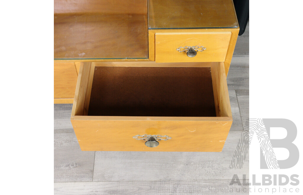 Modern Four Drawer Mirrored Back Dressing Table