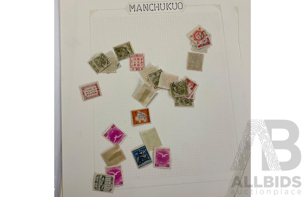 Collection of Manchukuo 1930's - 1950's Stamps Including Official Souvenir Folder, First Day Covers