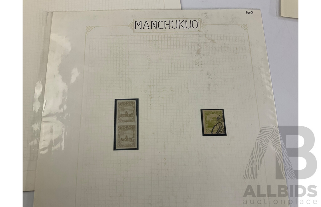 Collection of Manchukuo 1930's - 1950's Stamps Including Official Souvenir Folder, First Day Covers
