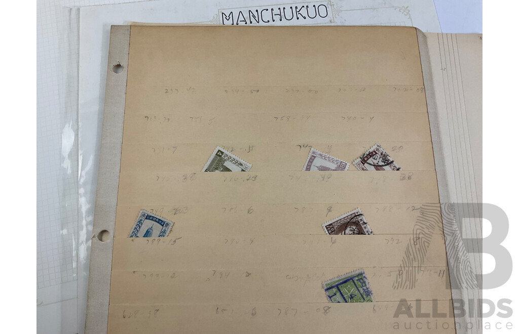 Collection of Manchukuo 1930's - 1950's Stamps Including Official Souvenir Folder, First Day Covers