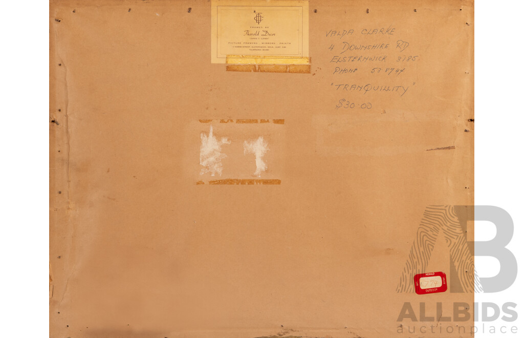 Valda Clarke, (20th Century, Australian), Tranquility, Original Vintage Watercolour, 39 x 49 cm (frame)