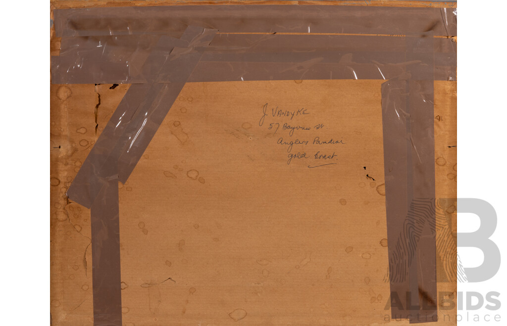 J. Vandyke (20th Century, Australian), Angler's Paradise, Wonderful Original Vintage Oil on Board, 43 x 53 cm (frame)