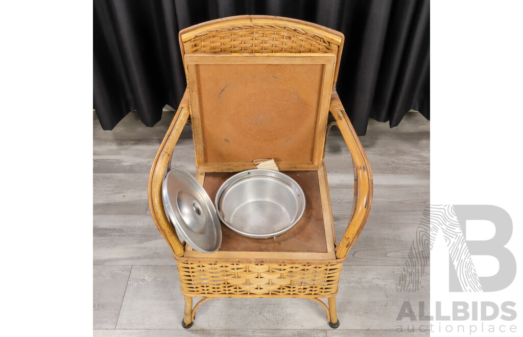 Vintage Cane Commode Chair