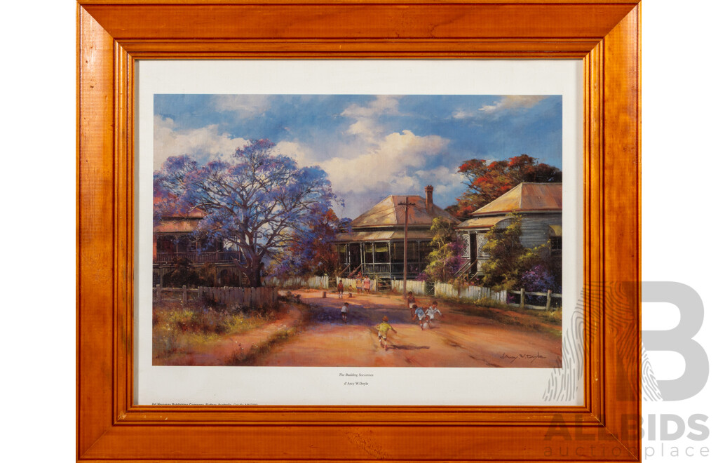 d'Arcy Doyle, (20th Century, Australian, 1932-2001), Budding Socceroos (1990), Reproduction Print of Original Oil, 46 x 56 cm (frame)