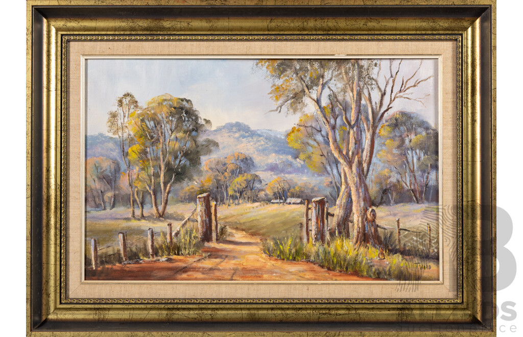 Thel Ward, (20th Century, Australian), Bowral Country, Original Vintage Oil on Canvas Board, 51 x 71 cm (frame)