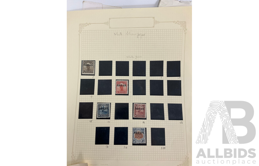 Collection of Vintage Chinese Stamps Including Sets and Overprints