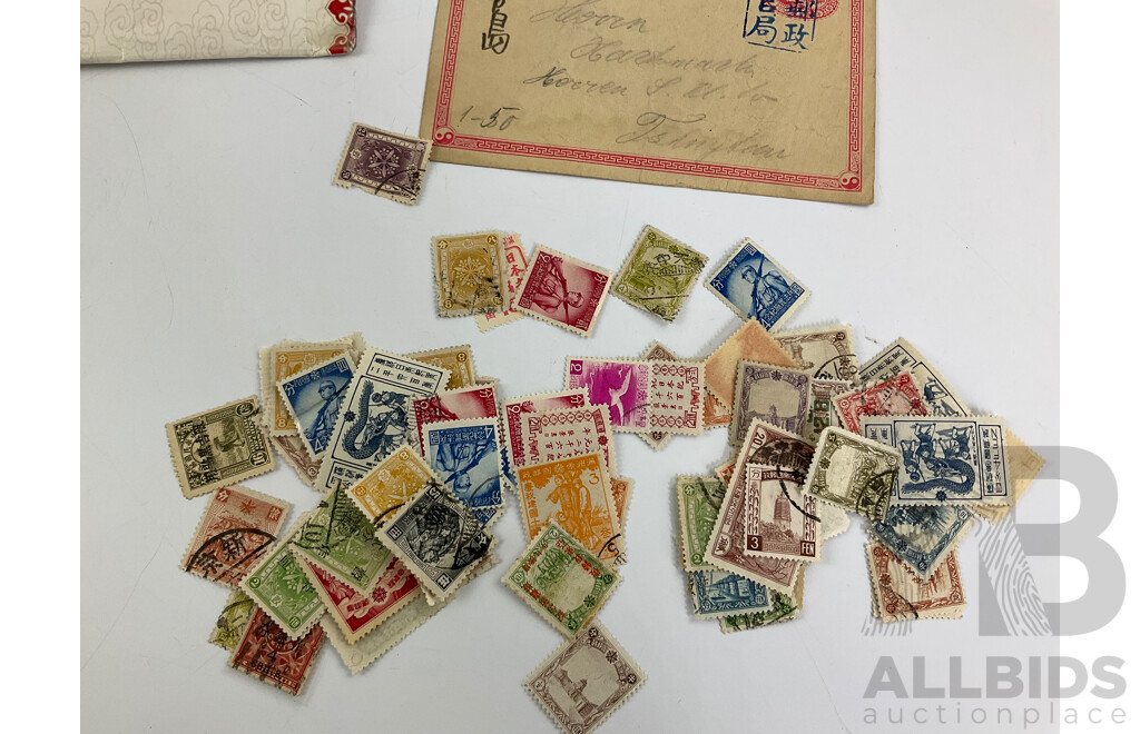 Collection of Vintage Chinese Stamps Including Sets and Overprints