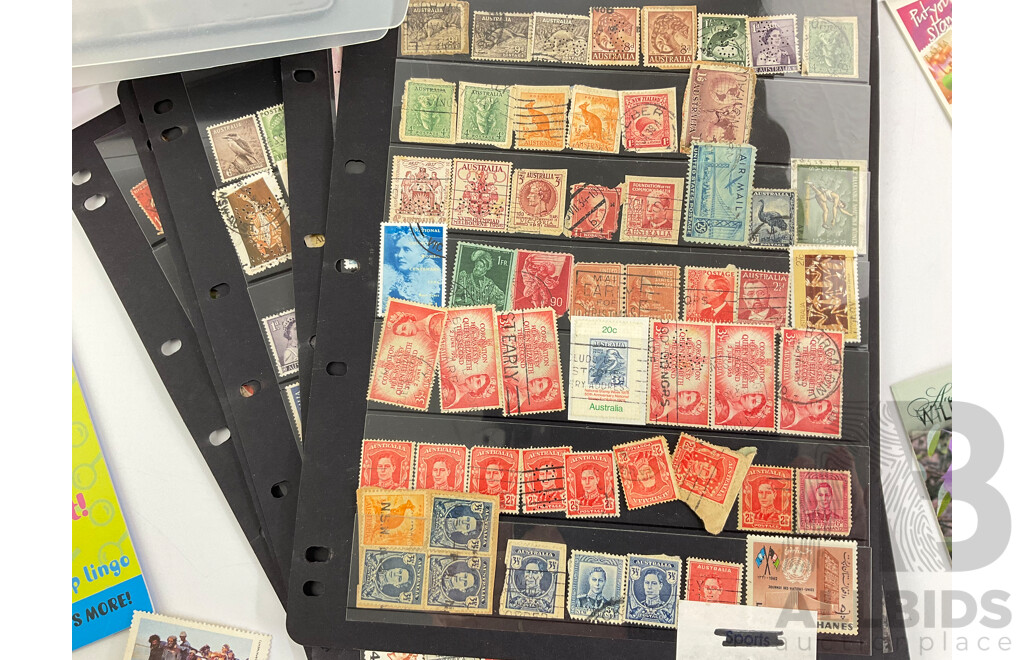 Collection of Vintage Stamps Including Australian Predecimal, Mint Booklets, UK Airmails, Spain, Germany