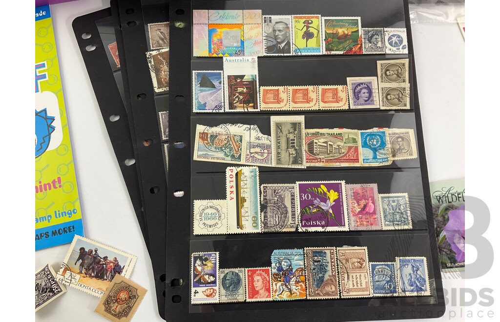 Collection of Vintage Stamps Including Australian Predecimal, Mint Booklets, UK Airmails, Spain, Germany