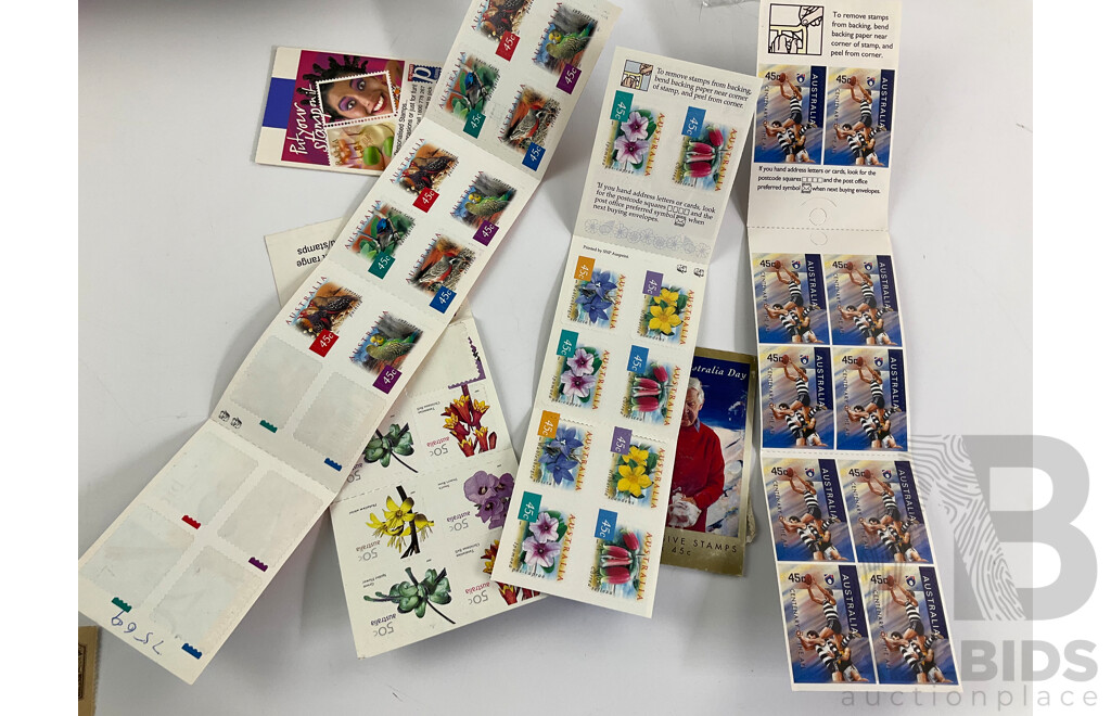 Collection of Vintage Stamps Including Australian Predecimal, Mint Booklets, UK Airmails, Spain, Germany