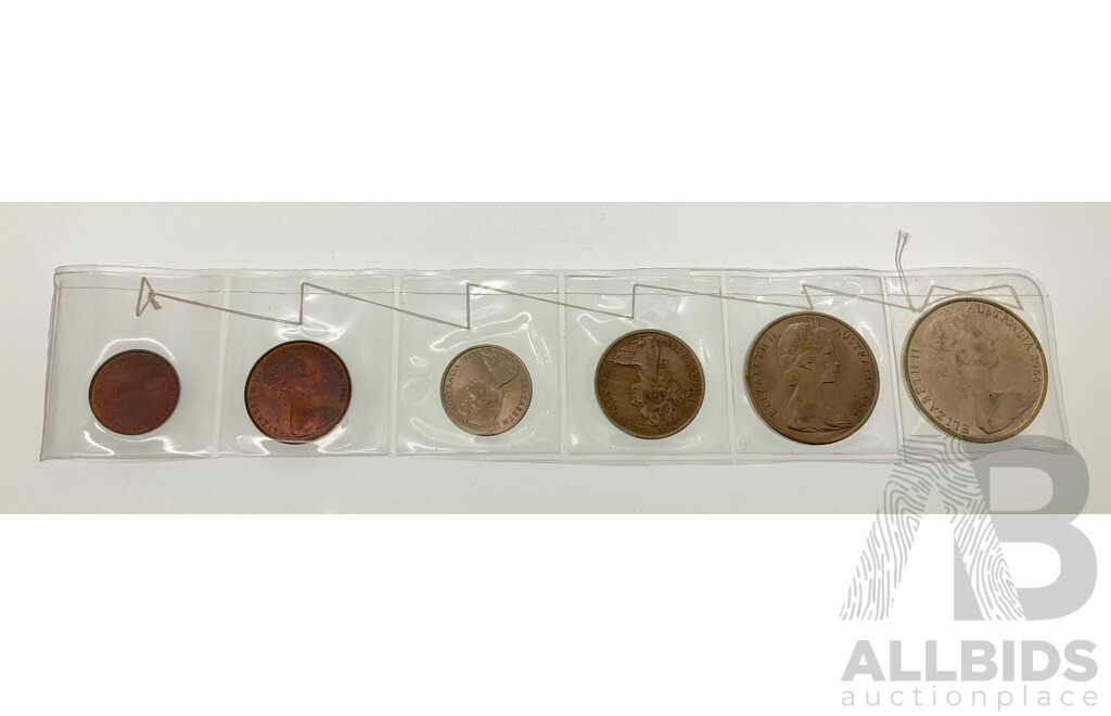 Australian 1966 Coin Set Including Round Silver Fifty Cent Coin