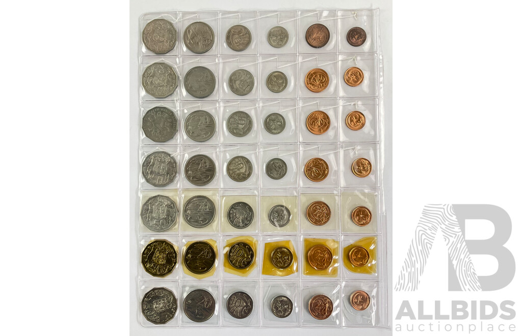Seven Australian Coin Sets Including Years Consecutive 1980 to 1986