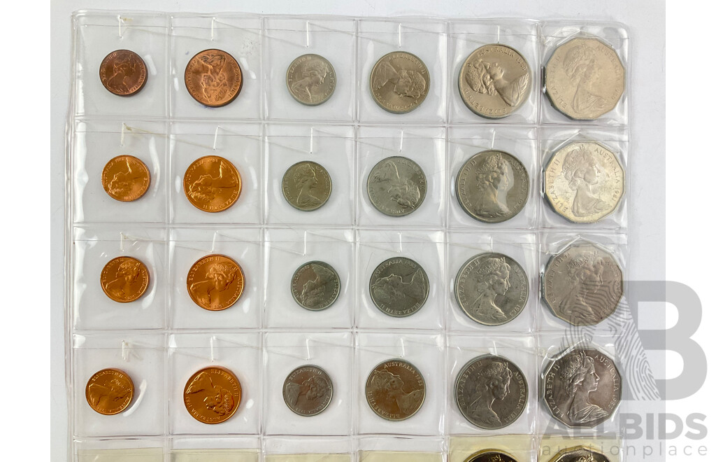 Seven Australian Coin Sets Including Years Consecutive 1980 to 1986
