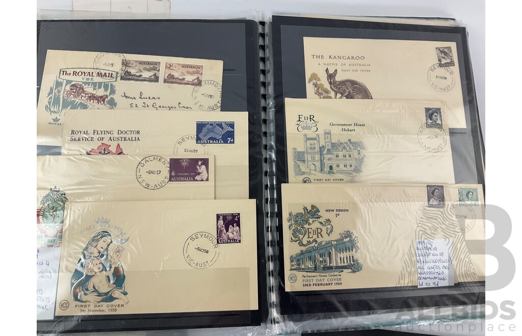 Collection of Australian Vintage First Day Covers and Stamps Including Mint Predecimal, Produce Food! Blocks, QV, KGV, FDC's 1956 Melbourne Olumpics, Flying Doctor, QE2, Qantas and More