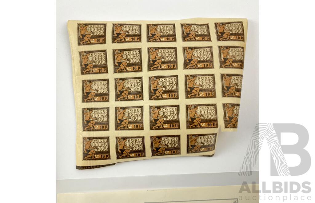 USSR 1922 Mint Imperf Stamp Blocks, October Revolution and 1918 Block, Socialist Federation Soviet Republic with 1947 Set
