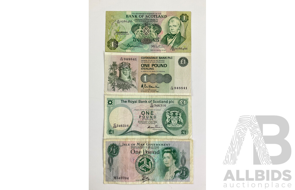 Scotland and Isle of Man 1970's/80's One Pound Banknotes