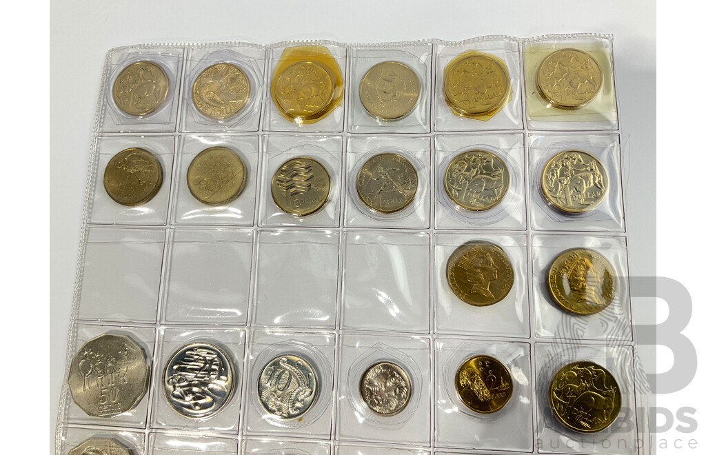 Collection of Australian UNC Coin Sets Including 1994, 1996, 1997 and One Dollar Coins 1986 Year of Peace, 1988 Aboriginal Kangaroo, 1994 Ten Years One Dollar Coin, 1996 Henry Parkes