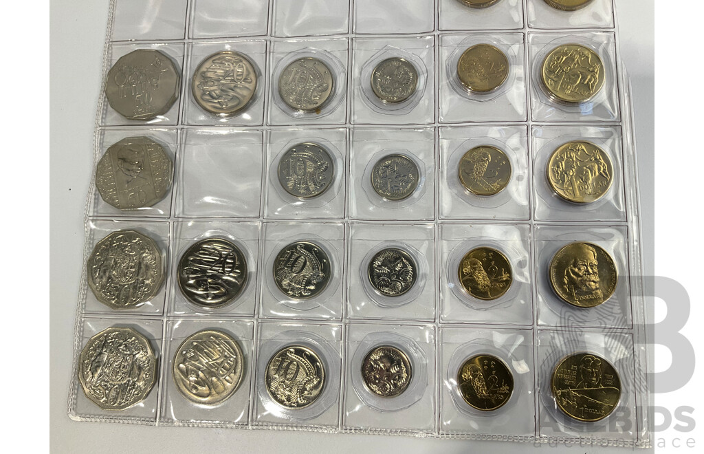 Collection of Australian UNC Coin Sets Including 1994, 1996, 1997 and One Dollar Coins 1986 Year of Peace, 1988 Aboriginal Kangaroo, 1994 Ten Years One Dollar Coin, 1996 Henry Parkes