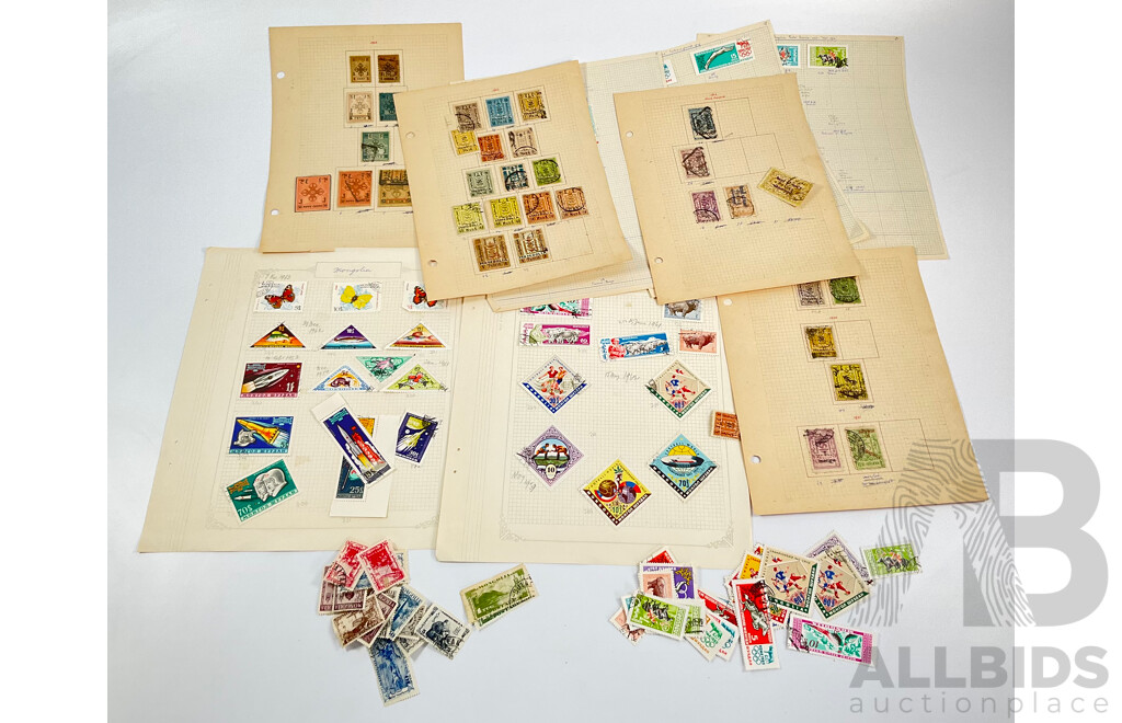 Collection of Antique and Vintage Mongolian Stamps Including 1924 Scepter Set