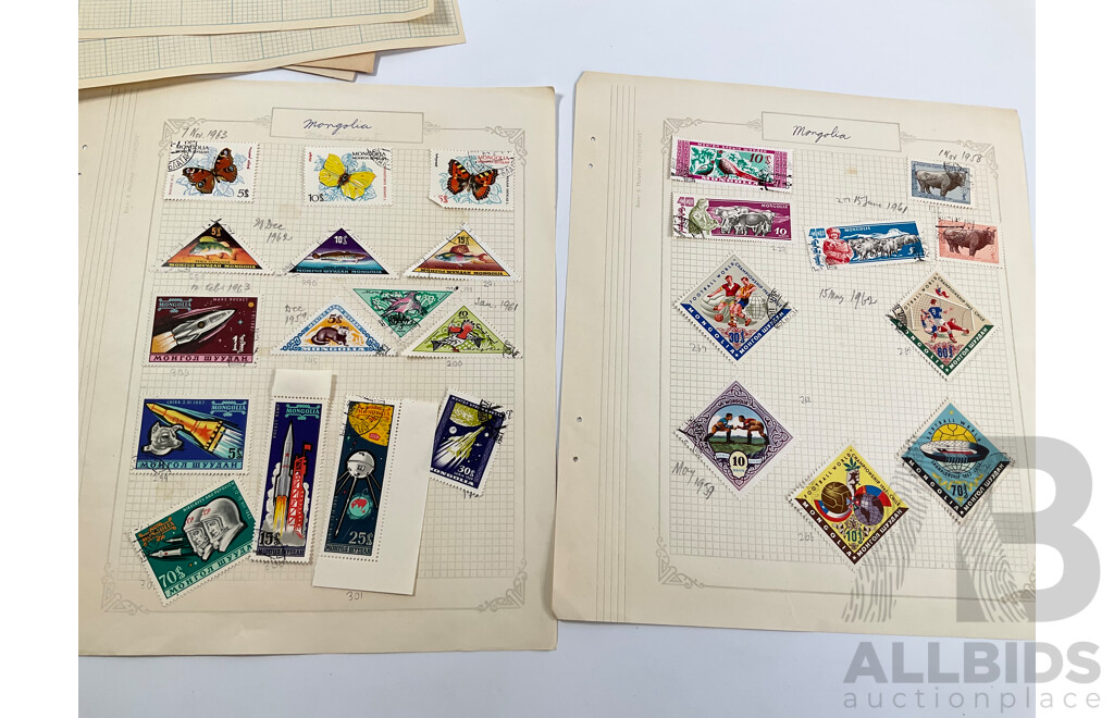 Collection of Antique and Vintage Mongolian Stamps Including 1924 Scepter Set