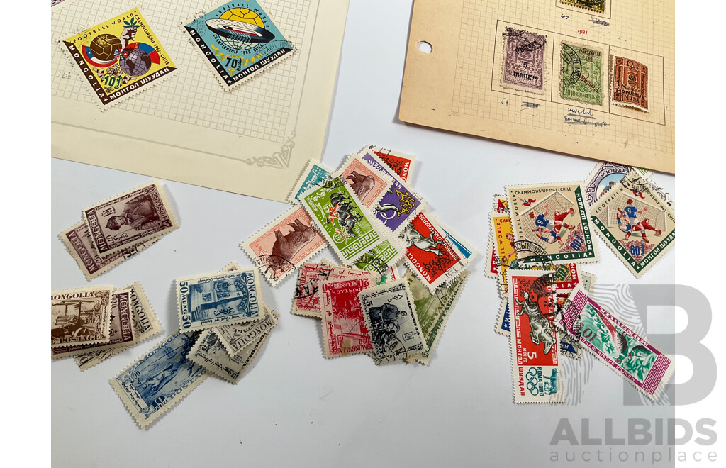 Collection of Antique and Vintage Mongolian Stamps Including 1924 Scepter Set