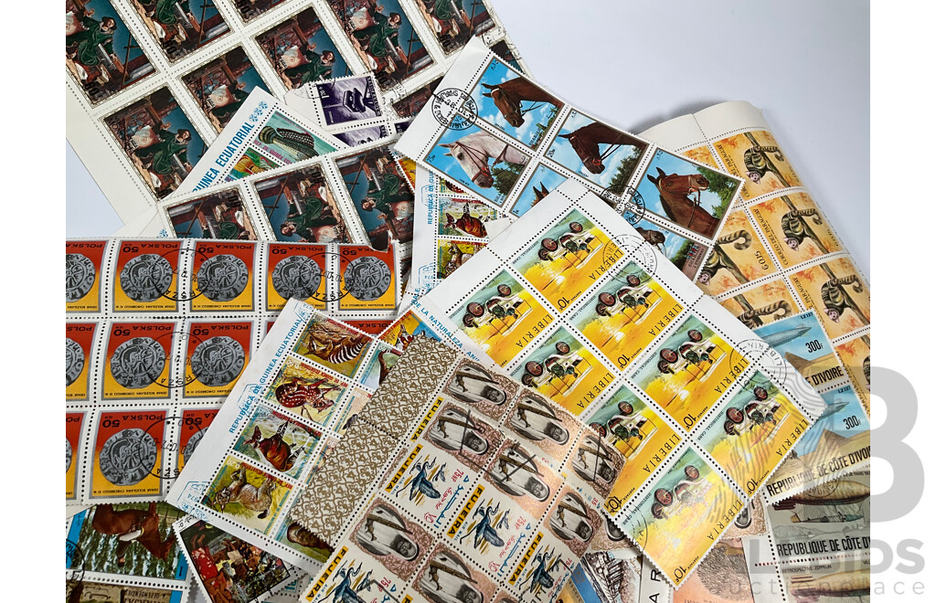 Collection of Vintage Stamp Blocks and Mini Sheets Including USSR, Philippines, Paraguay, Cuba, Fujairah, Turkmenistan and More