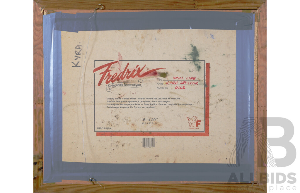 Kyra LeFleur, (20th Century), Still Life - Wine with Pomegranates, (1995), Oil on Canvas Board, 61 x 51 cm (frame)