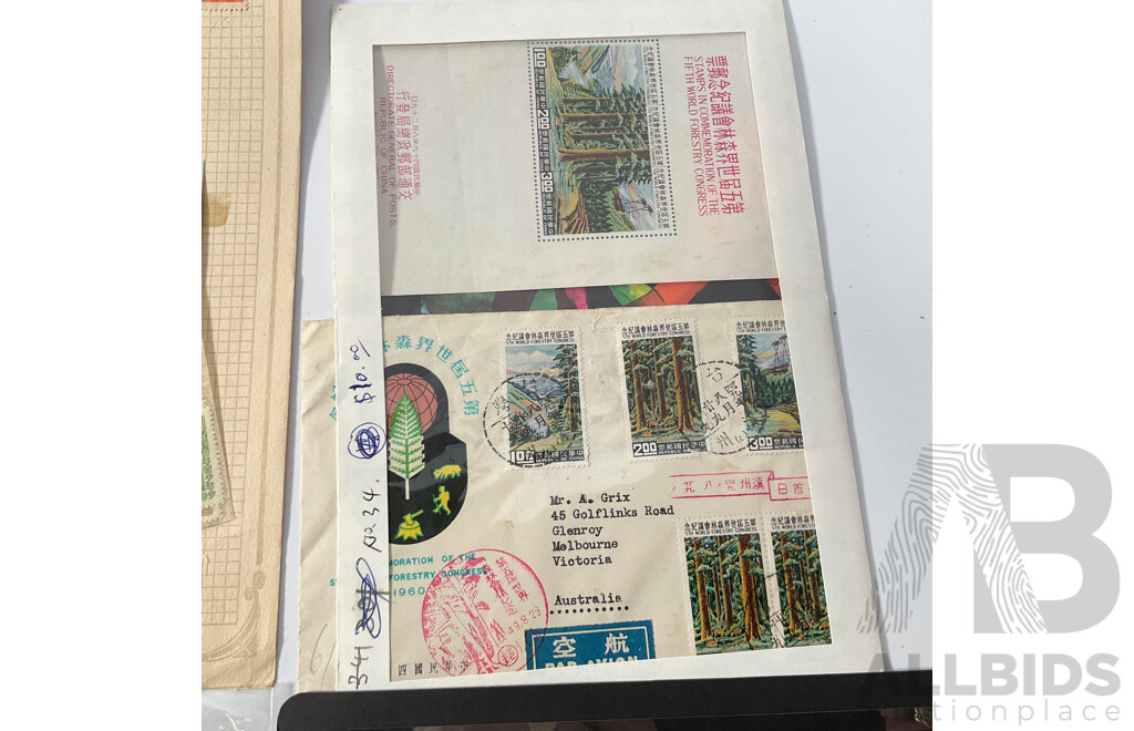 Collection of Vintage Stamps Including Manchukuo, China, USSR, Touva, Hong Kong, Malaya, Straits Settlements, Over Prints, Sets