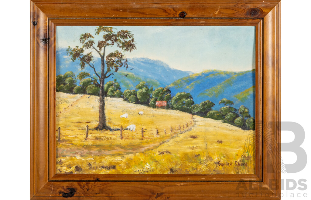Sandra Shore (20th Century), Waiting for Spring and Barbara Pickersgill, (20th Century), Green Valley, Pair of Wonderful Vintage Oils on Canvas Board, 41 x 51 cm (largest frame) (2)