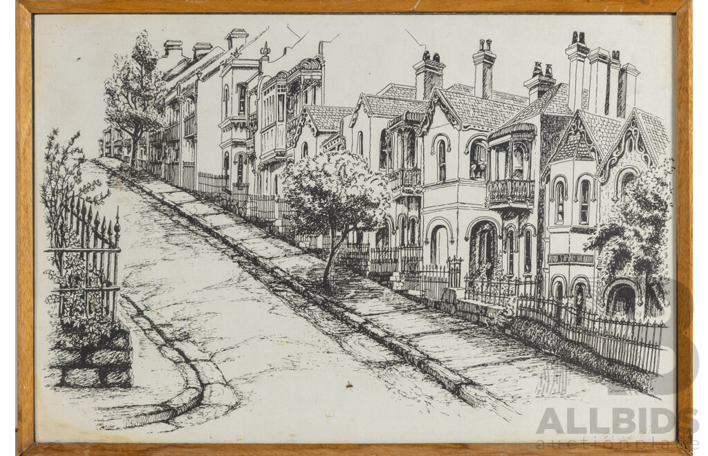 Signed Indistinctly, (20th Century), Sydney Street, Vintage Lithograph, 57 L x 39 H cm (frame)