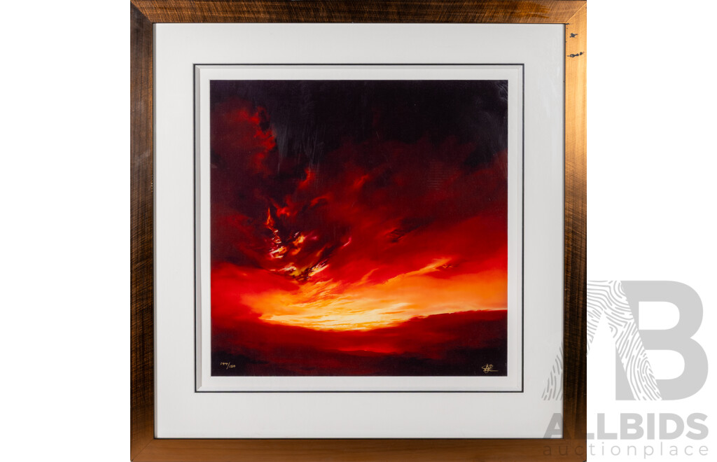 Richard Rowan, (20th Century, British), Scarlet Skies (2006), Limited Edition 144 of 150, Signed Giclee on Paper Print of Original Reverse Oil on Glass, 72 x 71 cm (frame)