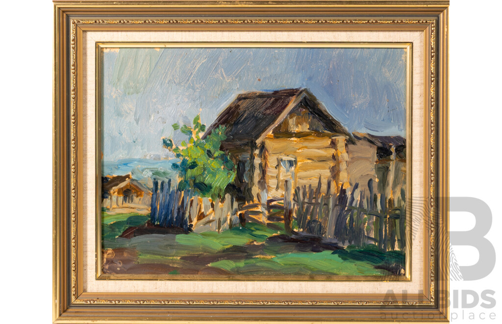 Artist Unknown, (Possibly Ukrainian, 20th Century), Country House, Oil on Board, (Possibly C1910-20), 34 x 42 cm (frame)