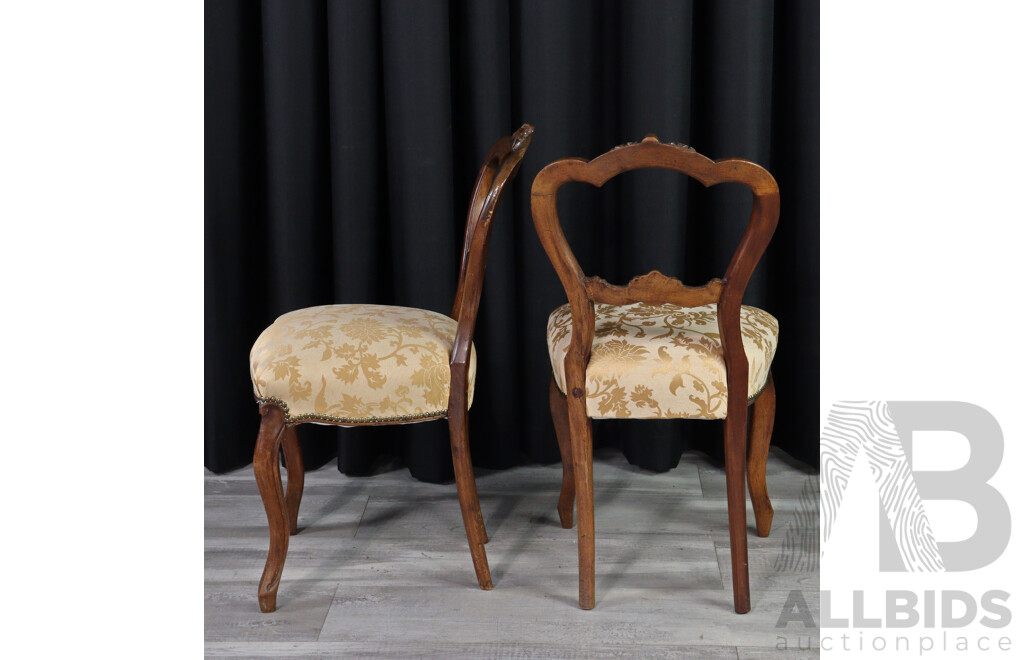 Set of Six Matched Victorian Walnut Dining Chairs