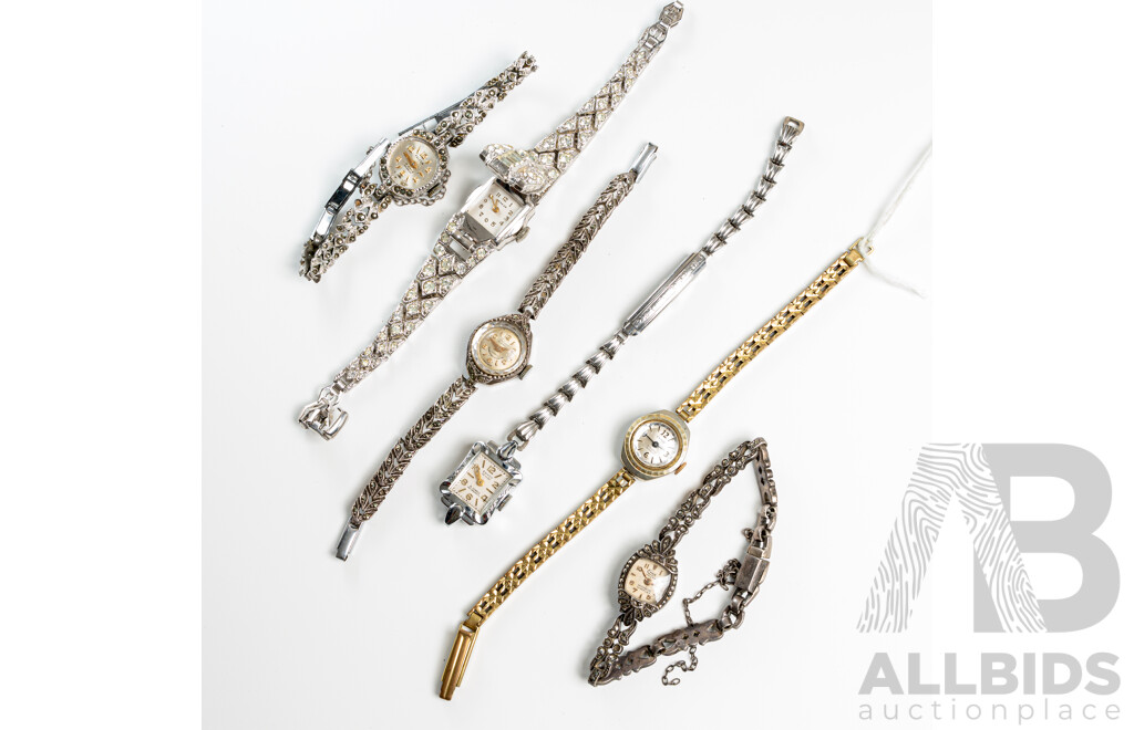 Collection of (6) Vintage Ladies Dress Watches, Including Falcon, Embe, Felicia, Geneva, Envoy, Vymo