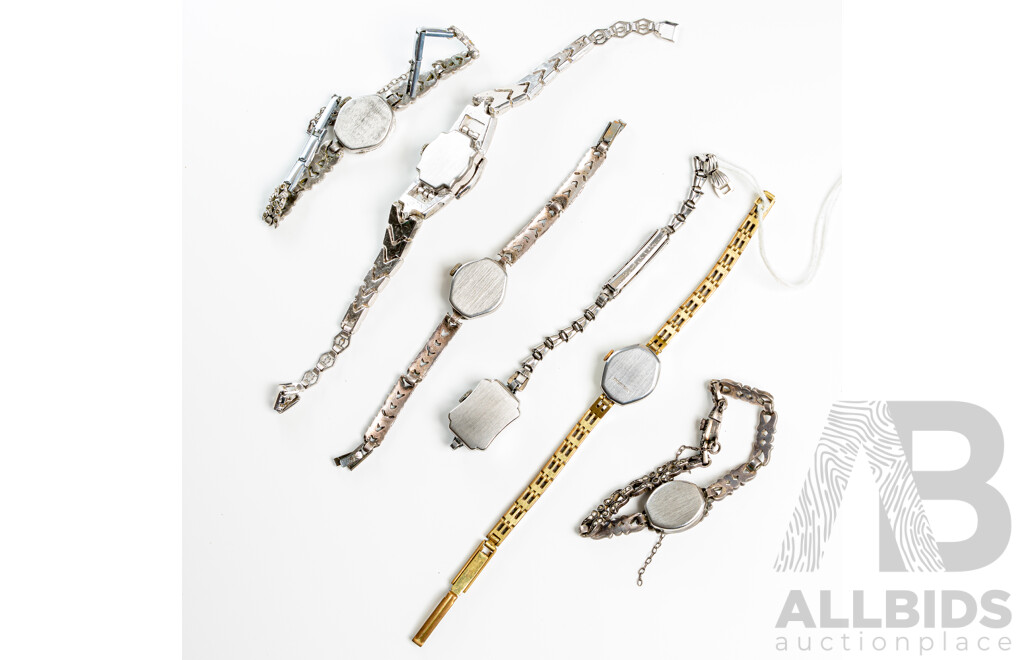 Collection of (6) Vintage Ladies Dress Watches, Including Falcon, Embe, Felicia, Geneva, Envoy, Vymo