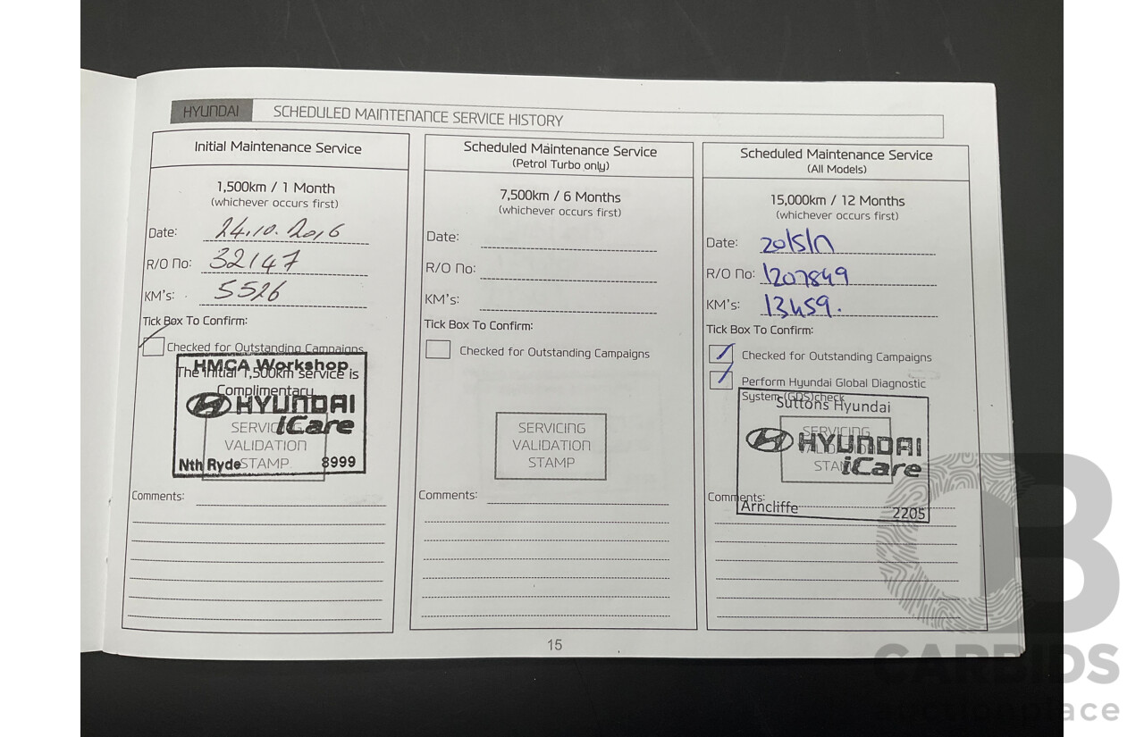 08/2016 Hyundai i30 Premium 1.6 CRDi (FWD) GD3 Series 2 5d Hatchback Platinum Silver Metallic Turbo Diesel 1.6L