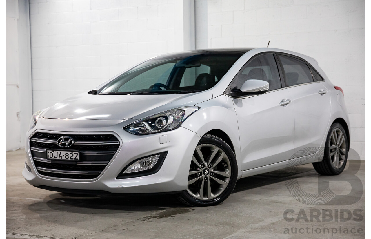 08/2016 Hyundai i30 Premium 1.6 CRDi (FWD) GD3 Series 2 5d Hatchback Platinum Silver Metallic Turbo Diesel 1.6L