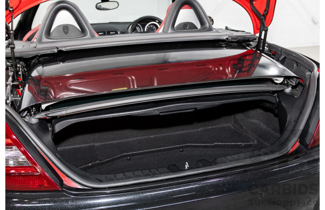 6/2005 Mercedes-Benz SLK200 Kompressor R171 2d Convertible Fire Opal Red (Black Glitter Vinyl Wrap) Supercharged 1.8L