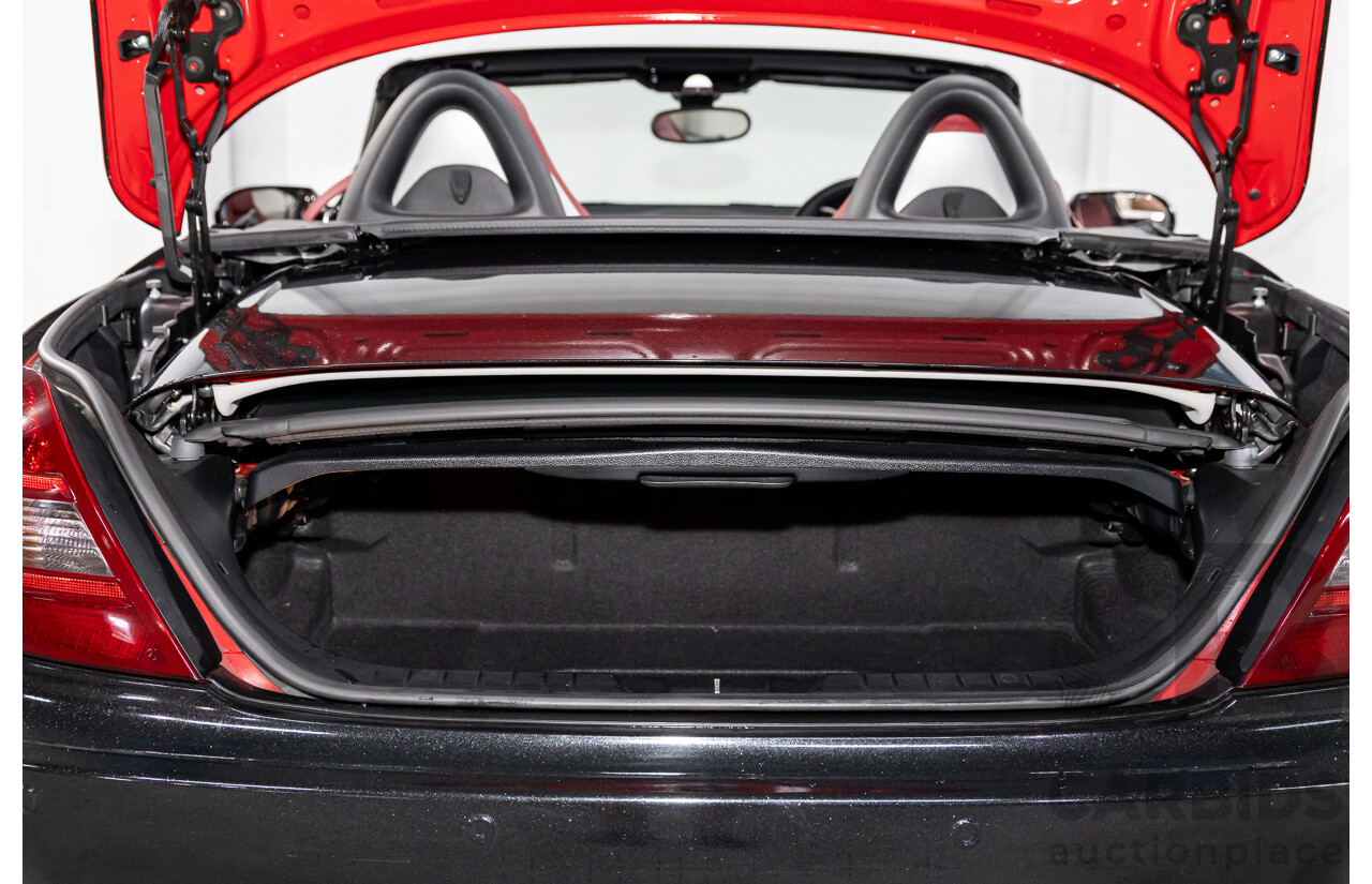 6/2005 Mercedes-Benz SLK200 Kompressor R171 2d Convertible Fire Opal Red (Black Glitter Vinyl Wrap) Supercharged 1.8L