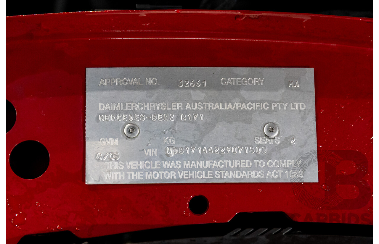 6/2005 Mercedes-Benz SLK200 Kompressor R171 2d Convertible Fire Opal Red (Black Glitter Vinyl Wrap) Supercharged 1.8L