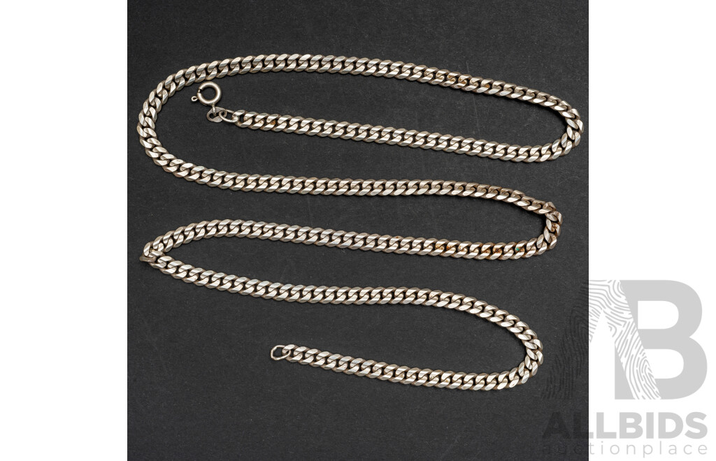 Sterling Silver Flat Curb Link Chain Necklace, 70cm, 32.47 Grams