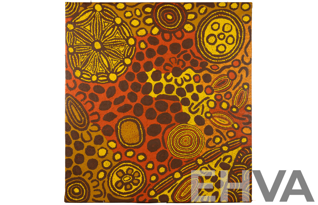 Maisie Campbell Napaltjarri (20th Century, Indigenous-Australian, 1958-), Tjukurrpa - Women's Ceremony (2021), Wonderful Original Acrylic on Canvas, 84 x 90 cm
